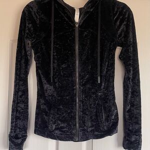 Lululemon Black Velour/ Crushed Velvet Performance Jacket w/ Hood